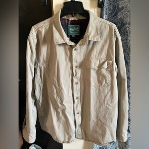 Vintage Woolrich Shirt Mens Large Shacket Plaid Lined Tan Chore Barn Work Jacket